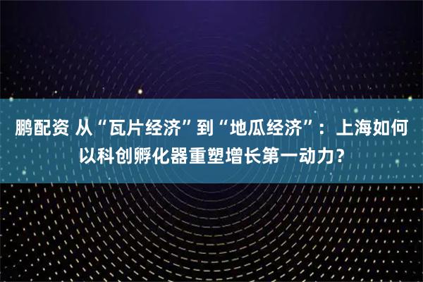 鹏配资 从“瓦片经济”到“地瓜经济”：上海如何以科创孵化器重塑增长第一动力？